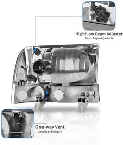 img 2 attached to Сборка передних фар DWVO для пикапа Ford F-250 F-350 F-450 F-550 Super Duty модельного года 1999-2004 + ксеноновые сигналы с копеечно-оранжевыми отражателями.