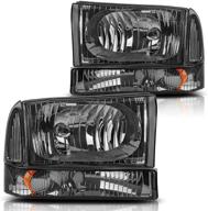 сборка передних фар dwvo для пикапа ford f-250 f-350 f-450 f-550 super duty модельного года 1999-2004 + ксеноновые сигналы с копеечно-оранжевыми отражателями. логотип