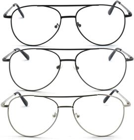 img 3 attached to 🕶️ Stylish EYE ZOOM Metal Frame Aviator Style Reading Glasses with Spring Hinge for Men and Women: Find Your Perfect Pair!