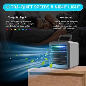 img 1 attached to 🌬️ Portable Air Cooler: Silent Mini Evaporative Fan for Office and Home, USB Rechargeable with 7 Colors LED Light and Humidifier Feature