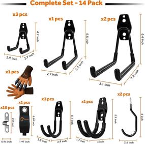 img 3 attached to 🔧 Garage Hooks Heavy Duty 14 Pack - Ultimate Organizational and Storage Solution for Garages - Wall Mount Bike Hooks and Hanging Hooks for Garden Tools, Ladders, Ropes, and Power Tools - with Gardening Gloves Included