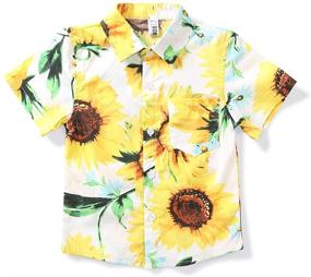 img 4 attached to 🌺 OCHENTA Little &amp; Big Boy's Lightweight Hawaiian Floral Shirt, Short Sleeve Aloha Tropical Dress Tops with Button Down Styling