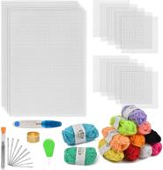 🧵 39pcs plastic canvas sheets kit - includes 15 clear mesh plastic canvas, 12 color acrylic yarn, and embroidery tools - ideal for plastic canvas craft embroidery logo