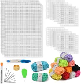 img 4 attached to 🧵 39Pcs Plastic Canvas Sheets Kit - Includes 15 Clear Mesh Plastic Canvas, 12 Color Acrylic Yarn, and Embroidery Tools - Ideal for Plastic Canvas Craft Embroidery