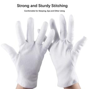 img 2 attached to 🧤 XL White Cotton Gloves, McoMce 6 Pairs - Moisturizing & Cosmetics Night Cotton Gloves for Eczema, Dry Hands, Hand Spa - Ideal for Coin & Jewelry Inspection