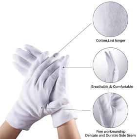 img 1 attached to 🧤 XL White Cotton Gloves, McoMce 6 Pairs - Moisturizing & Cosmetics Night Cotton Gloves for Eczema, Dry Hands, Hand Spa - Ideal for Coin & Jewelry Inspection