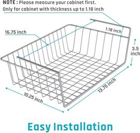 img 2 attached to 📚 iSPECLE 6 Pack Hanging Under Shelf Storage Basket: Organize Your Kitchen Pantry, Bookshelf, and Desk with this Sliding Cabinet Organizer in Black and Grey