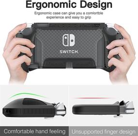 img 2 attached to 🎮 HEYSTOP Nintendo Switch Lite Case with Tempered Glass Screen Protector and 6 Thumb Grips - TPU Protective Cover in Black - Anti-Scratch and Anti-Dust