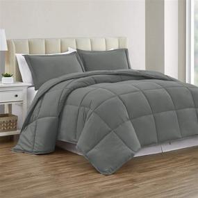 img 4 attached to 🛌 Роскошное постельное белье Sharry HOME LINEN с набивкой из альтернативного пуха - комплект комфортера на одну или полуторную кровать - Для всего года, цвет угольный серый - Размер Twin/TwinXL - Ультра мягкая постель с петлями для покрывала.