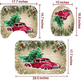 img 1 attached to 🎄 4-Piece Farmhouse Christmas Shower Curtain Set with Hooks - Red Truck Shower Curtain, Non-Slip Rugs, Toilet Lid Cover, and Bath Mat - Complete Christmas Bathroom Set with Accessories