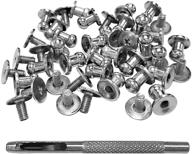 🔩 angelakerry 60 sets silver round head chicago screws nail rivet kit for leather craft diy repairs & decoration logo