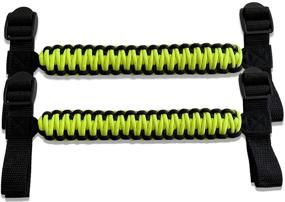 img 3 attached to 🔒 ROMASO Grab Handles for Jeep Wrangler | Paracord/Roll Bar Grip Handles (1987-2021) - Black & Fluorescent Yellow | 250 lb Load Capacity