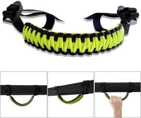 img 1 attached to 🔒 ROMASO Grab Handles for Jeep Wrangler | Paracord/Roll Bar Grip Handles (1987-2021) - Black & Fluorescent Yellow | 250 lb Load Capacity