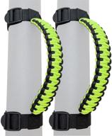 🔒 romaso grab handles for jeep wrangler | paracord/roll bar grip handles (1987-2021) - black & fluorescent yellow | 250 lb load capacity logo