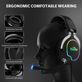 img 1 attached to 🎧 Fiodio Gaming Headset: Surround Sound Stereo for Xbox One PS4 PC Switch Tablet - Noise Cancelling Over Ear Headphones with Mic, LED Light and Soft Memory Earmuffs