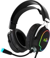 🎧 fiodio gaming headset: surround sound stereo for xbox one ps4 pc switch tablet - noise cancelling over ear headphones with mic, led light and soft memory earmuffs логотип