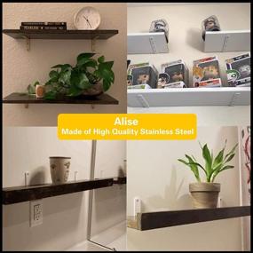 img 3 attached to 🔩 Alise 4 Pcs Floating Shelf Bracket - Stainless Steel Support Brackets, Heavy-Duty Corner Brace for Wall Hanging, 5x3 Inch Size, Bright White Finish