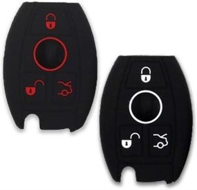 img 3 attached to Набор из 2 чехлов для брелока Keyless4U из силикона для удаленного управления для Mercedes-Benz A C E S CLASS SLK CL с 3 кнопками Smart Key - черный.