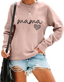 img 4 attached to 🐆 Stylish Leopard Heart Graphic Mama Sweatshirt: Trendy Crewneck Pullover for Women with Long Sleeves - Casual Blouse Clothing