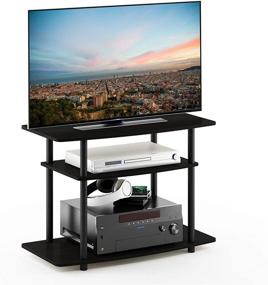 img 1 attached to 📺 FURINNO Turn-N-Tube 3-Tier TV Stand: Sleek Espresso/Black Design for Organized Entertainment