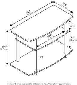 img 3 attached to 📺 FURINNO Turn-N-Tube 3-Tier TV Stand: Sleek Espresso/Black Design for Organized Entertainment