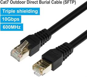 img 4 attached to Сетевой кабель Phizli Cat7 Ethernet 100ft, уличный экранированный заземленный устойчивый к УФ-излучению водонепроницаемый похоронный сетевой кабель 10Gbps 600МГц (SFTP) с медными жилами Cat 5e/5/6 RJ45 LAN для маршрутизатора, модема, игр, Xbox, POE