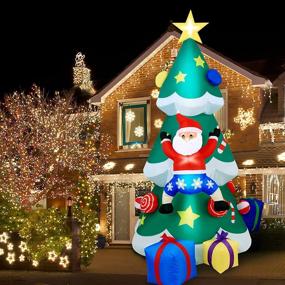 img 4 attached to 🎄 7FT Inflatable Christmas Tree with Multicolor Gift Boxes and Star: LED-Lit Blow Up Decoration for Indoor and Outdoor Christmas Décor