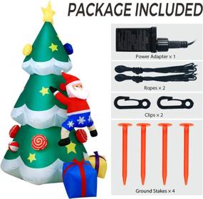 img 1 attached to 🎄 7FT Inflatable Christmas Tree with Multicolor Gift Boxes and Star: LED-Lit Blow Up Decoration for Indoor and Outdoor Christmas Décor