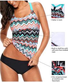img 1 attached to Vibrant Stripes Printed Strappy Multicoloured Blue Swimsuits & Cover Ups by Aleumdr: Dive into Fashion!