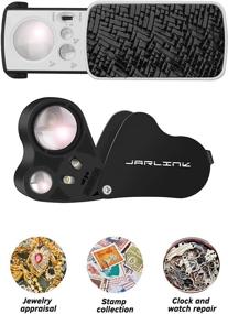 img 3 attached to 💎 Enhance Your Gem and Jewelry Viewing Experience with JARLINK 2 Pack Jewelry Loupes - 30X 60X Illuminated Loupe Magnifier and Foldable Jewelry Magnifier with Bright LED Light (Black)