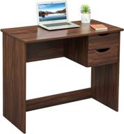 classic brown computer desk writing study table with drawers - ideal for home office & laptop use (35.4x17.7x29.1 inches) logo