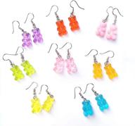 🍬 y2k candy-inspired resin earrings set: 8 pairs of colorful gummy bear drops for girls & women, ideal for christmas parties & birthday gifts logo