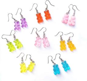 img 2 attached to 🍬 Y2K Candy-inspired Resin Earrings Set: 8 Pairs of Colorful Gummy Bear Drops for Girls & Women, Ideal for Christmas Parties & Birthday Gifts