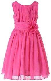img 4 attached to 🌸 Bow Dream Junior Bridesmaids: Elegant Ruffle Chiffon Summer Dresses with Flower Accents for Little Girls
