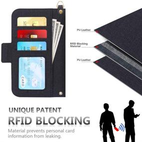 img 2 attached to 💼 Skycase RFID Blocking Wallet Case for iPhone 12/12 Pro 6.1" - Black, Card Slots, Detachable Hand Strap