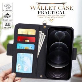 img 1 attached to 💼 Skycase RFID Blocking Wallet Case for iPhone 12/12 Pro 6.1" - Black, Card Slots, Detachable Hand Strap