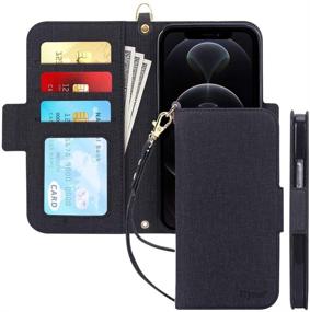 img 4 attached to 💼 Skycase RFID Blocking Wallet Case for iPhone 12/12 Pro 6.1" - Black, Card Slots, Detachable Hand Strap