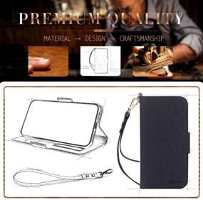 img 3 attached to 💼 Skycase RFID Blocking Wallet Case for iPhone 12/12 Pro 6.1" - Black, Card Slots, Detachable Hand Strap