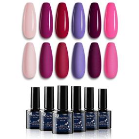 img 4 attached to Aokitec Gel Nail Polish Kit - 6 Color/7.5ml Set of Soak Off Nail Gel Polish - Nude Blue Purple Red Pink - Natural Skin Tone Gel Polish for DIY Home Manicure - Ideal Christmas Gift for Women