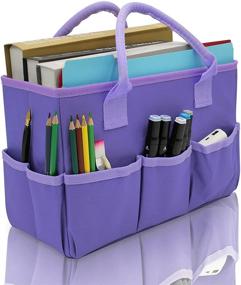 img 4 attached to 🎨 Purple Oxford Organizer Storage Tote Bag for Art and Craft Supplies: Perfect for Artists, Kids, and Teachers