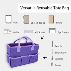 img 3 attached to 🎨 Purple Oxford Organizer Storage Tote Bag for Art and Craft Supplies: Perfect for Artists, Kids, and Teachers