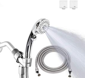 img 4 attached to 🚿 Convenient Handheld Shower with On Off Switch & Adhesive Bracket - Massage Type, Water Saving – Extra Long Hose & Chrome Finish