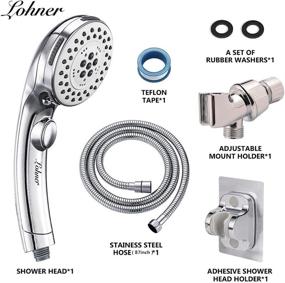 img 1 attached to 🚿 Convenient Handheld Shower with On Off Switch & Adhesive Bracket - Massage Type, Water Saving – Extra Long Hose & Chrome Finish