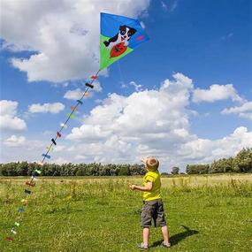 img 3 attached to Diamond Puppy Kite for Kids - with Kite Handle & Bag, Easy to Fly Single Line Beginner Kite for Outdoor Games and Sports