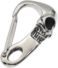 img 3 attached to 🤘 Heavy Metal Skull Carabiner Keychain - Stainless Steel Biker Key Clasp for BetterUS