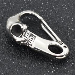 img 2 attached to 🤘 Heavy Metal Skull Carabiner Keychain - Stainless Steel Biker Key Clasp for BetterUS