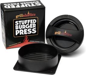 img 4 attached to 🍔 Grillaholics Stuffed Burger Press and Recipe eBook: The Ultimate Hamburger Patty Maker for Grilling - With Extended Warranty! BBQ Grill Accessories Included.