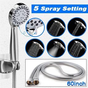 img 1 attached to 🚿 10" Rain Shower Head with Handheld Spray Combo: High Pressure Rainfall Showerheads with 11" Extension Arm, Filter for Hard Water & Chlorine, Hose & 4 Hooks - Square Dual Waterfall Shower Head