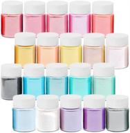 🎨 vibrant collection of 20 colors mica pigment powder: natural pearl pigments for diy slime, bath bombs, makeup, nail art, adhesive crafts – 10g/0.35oz each logo