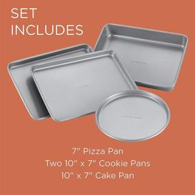 img 3 attached to 🍞 Farberware Bakeware Nonstick Toaster Oven Pan Set - 4-Piece Baking Set in Gray